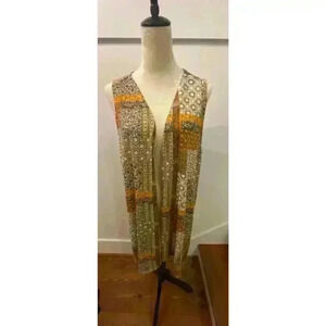 Cato Patchwork Boho Geometric Longline Lightweight Vest, sz 22/24W